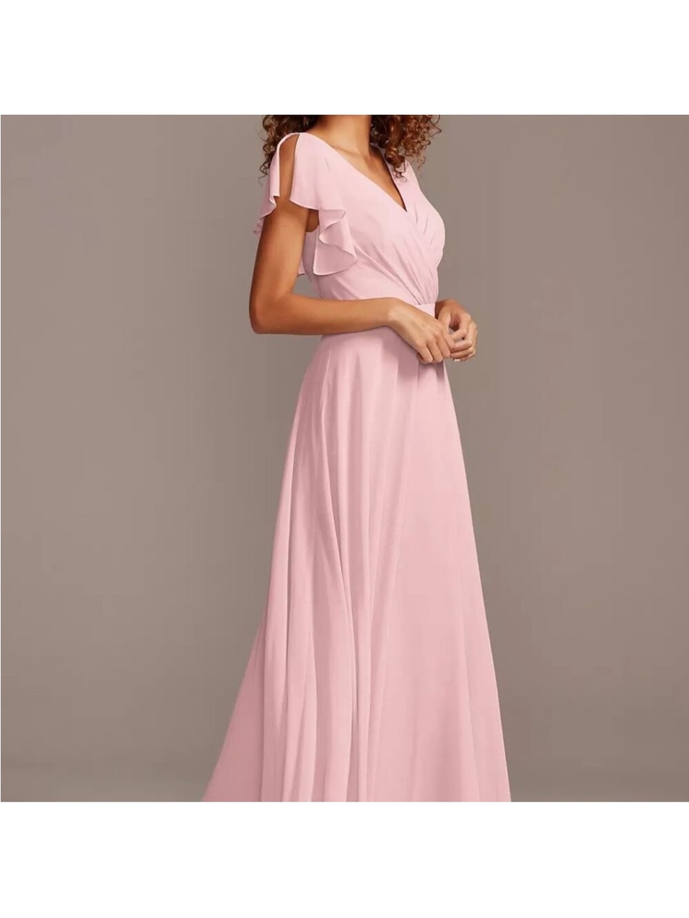 Pastel Pink Flutter Sleeve Bridesmaids Dress size 6